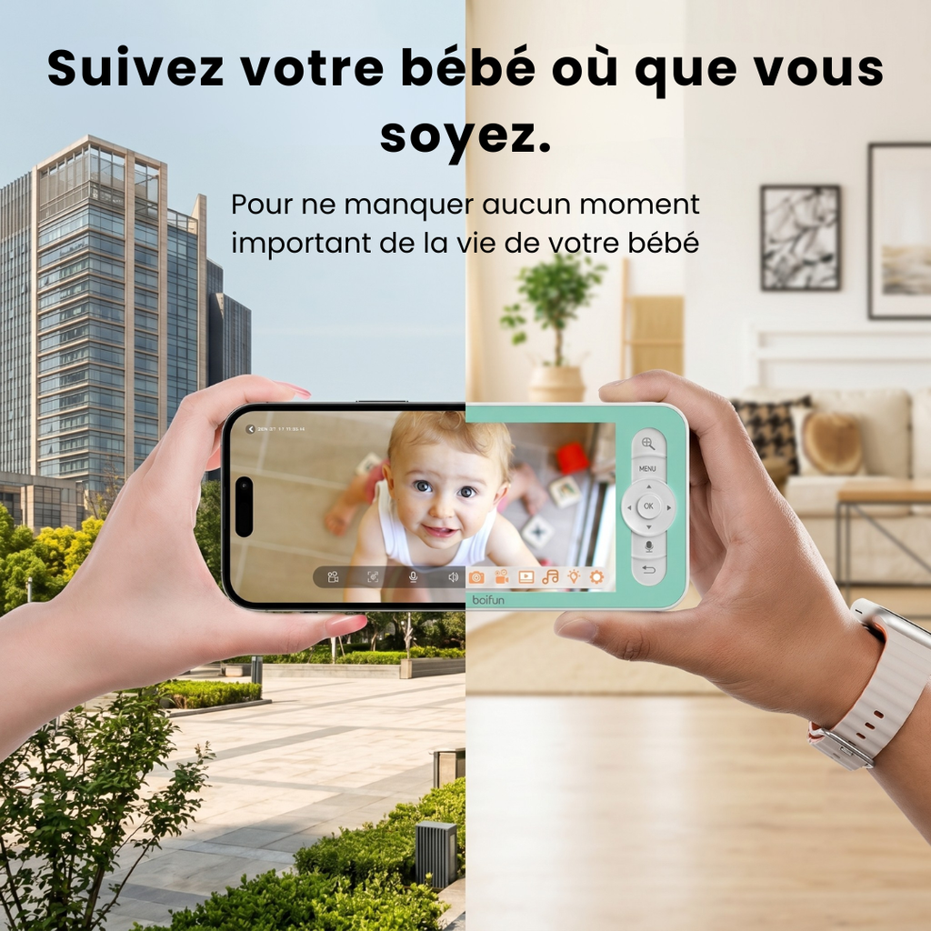 Babyphone HD avec Moniteur & App Mobile