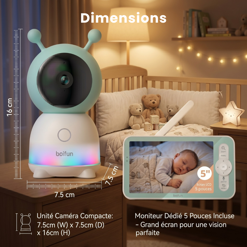 Babyphone HD avec Moniteur & App Mobile