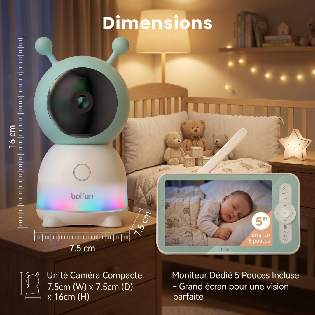 Babyphone HD avec Moniteur & App Mobile
