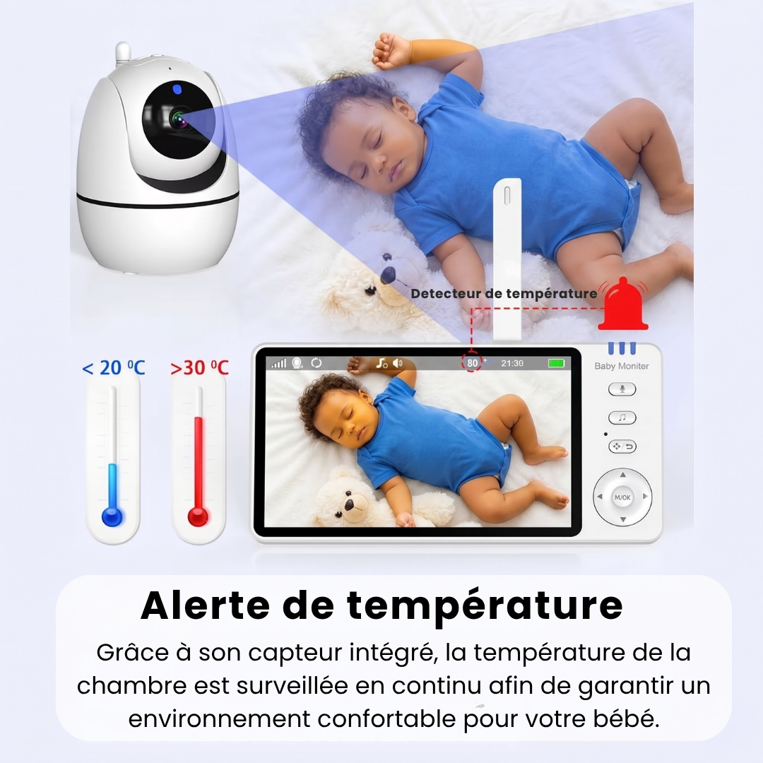 Babyphone Vidéo HD avec Moniteur & Vision Nocturne