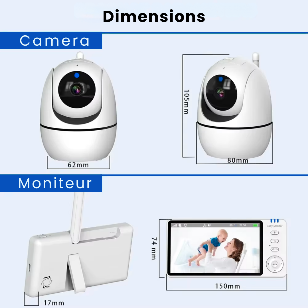Babyphone Vidéo HD avec Moniteur & Vision Nocturne