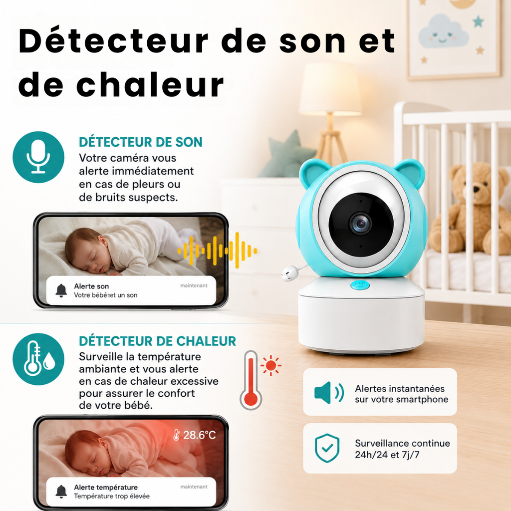 Babyphone 360 HD avec Moniteur & App Mobile