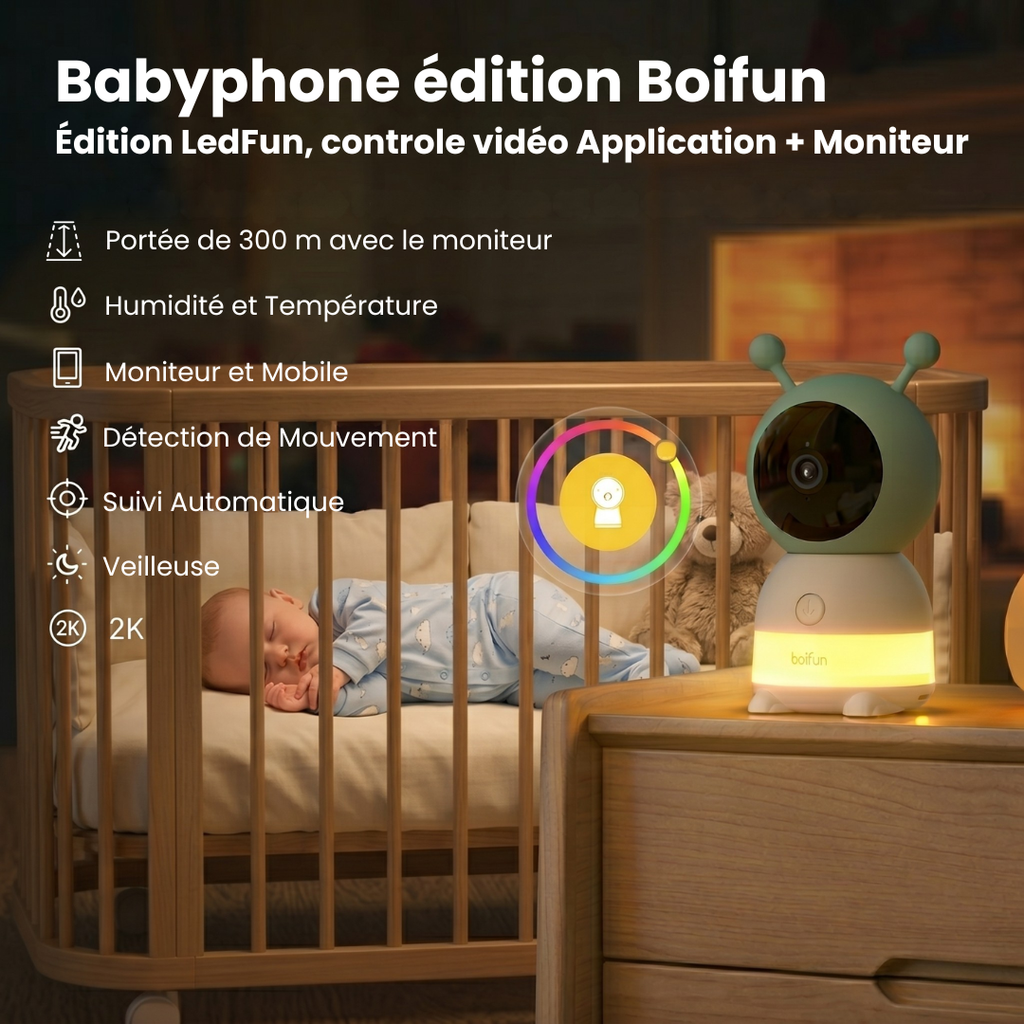 Babyphone HD avec Moniteur & App Mobile