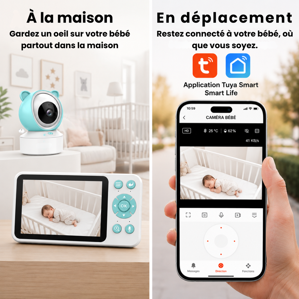 Babyphone 360 HD avec Moniteur & App Mobile